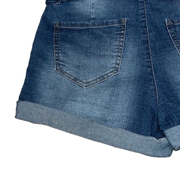 Blue Spice Paper Bag Rolled Hem Jean Shorts - Picture 7 of 8